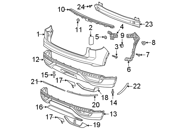 Volkswagen Atlas Cross Sport Rivet. Panel. Spoiler, Bumper, Rear 